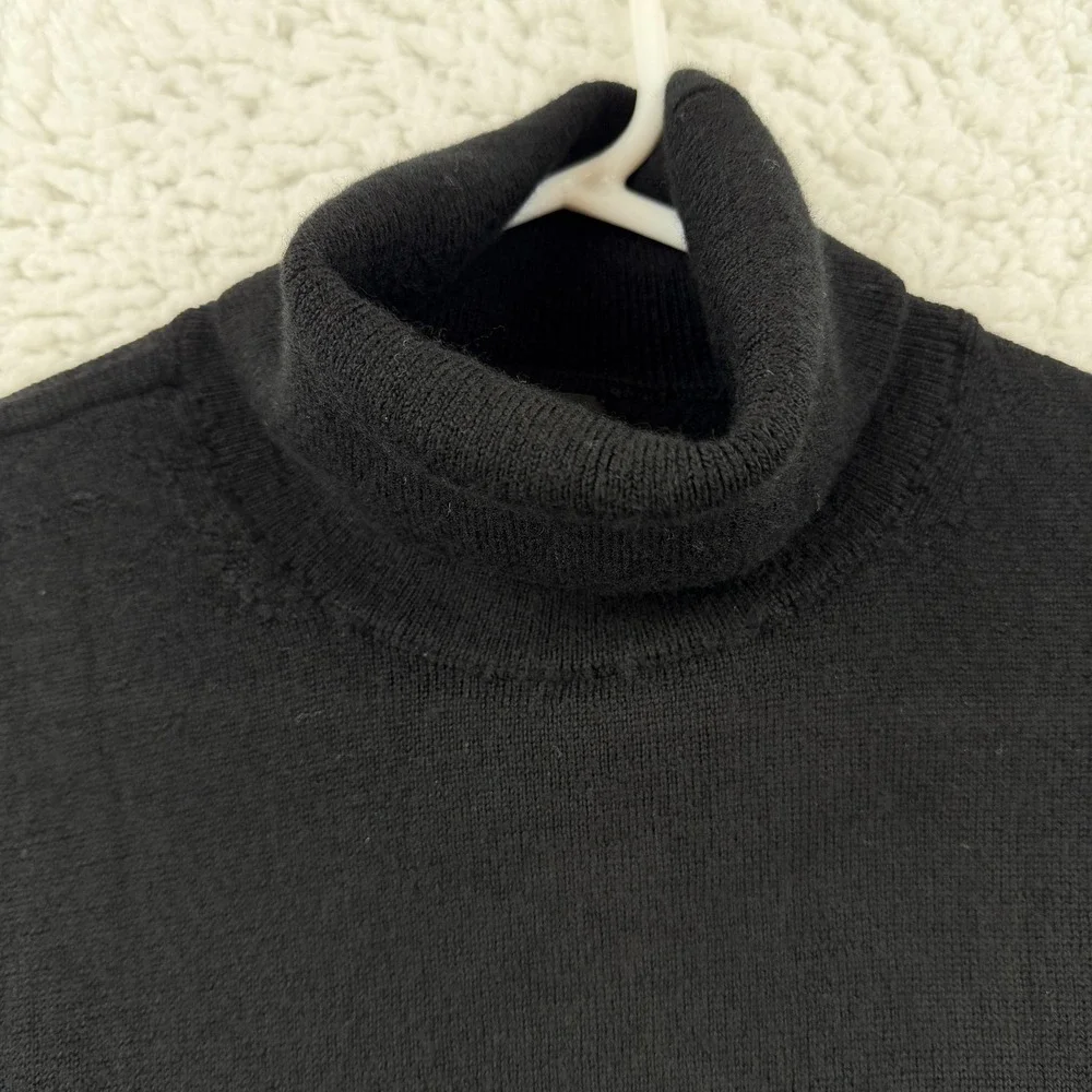 Banana Republic Sweater Mens Large‎ Black Merino Wool Turtleneck Knit Pullover